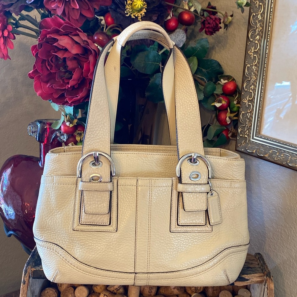 Coach Soho pebble leather F10911 cream/winter white satchel